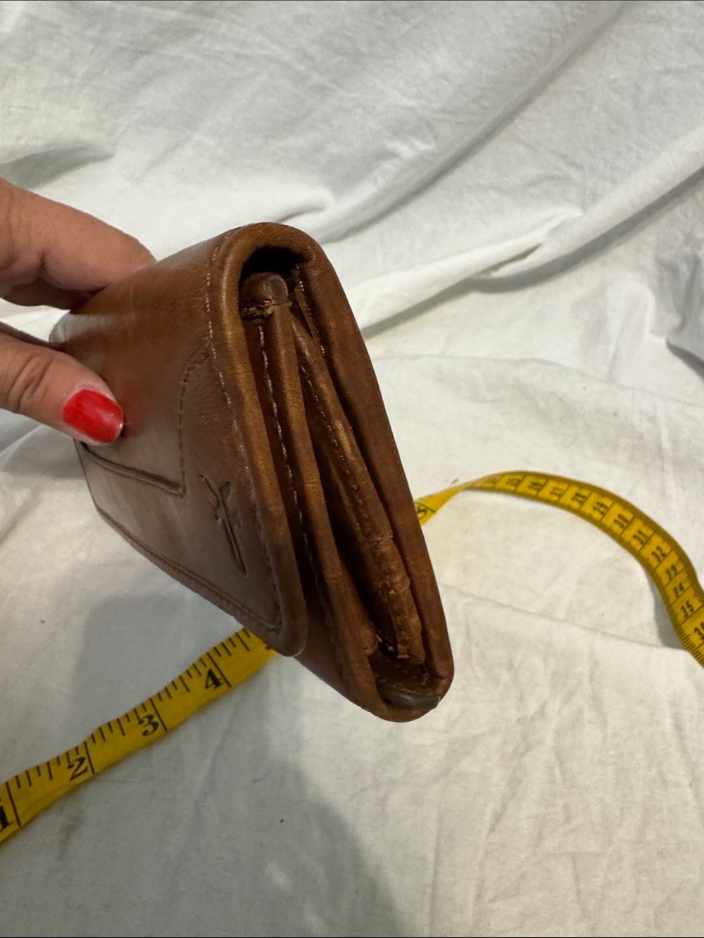 Frye Brown Leather Trifold Wallet with Embossed Logo - Picture 4 of 6